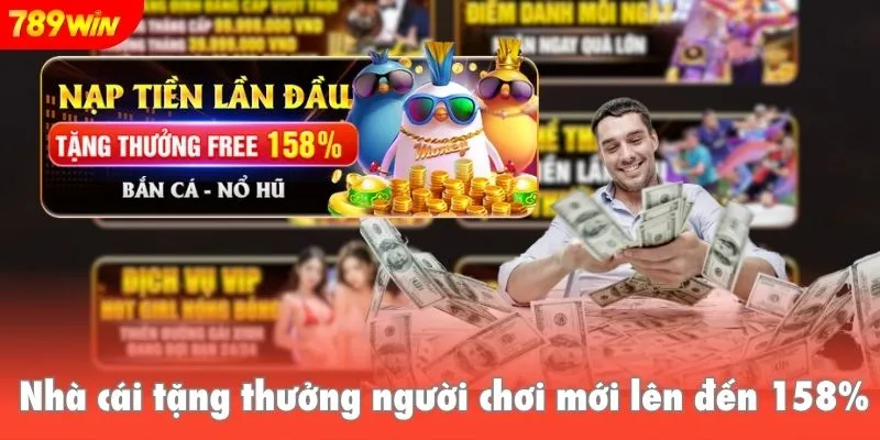 Nhà cái tặng thưởng người chơi mới lên đến 158%